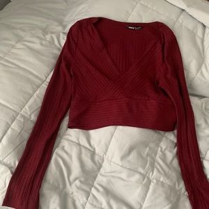 Red long sleeve crop top